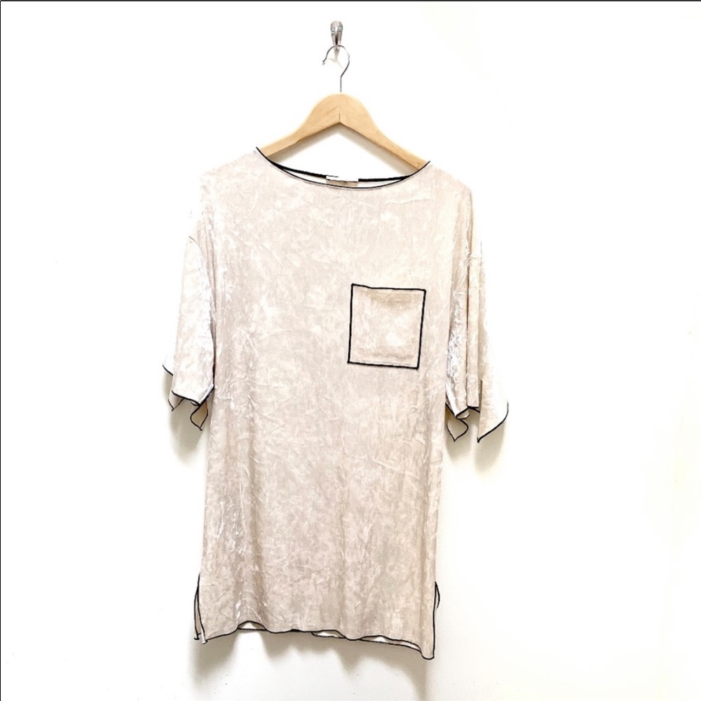 ZARA ivory velvet tunic